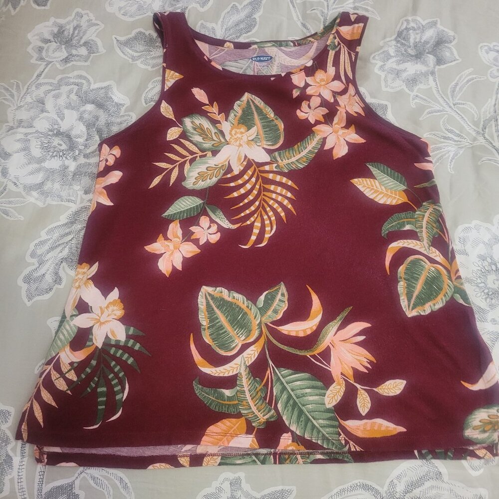 2 for $12 Old Navy 100% Cotton Tank Shirt Brown/Multi  Medium